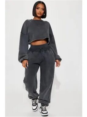 Fashion Nova Charcoal High-Waist Jogger Pants - Feeling Good- Women's Medium